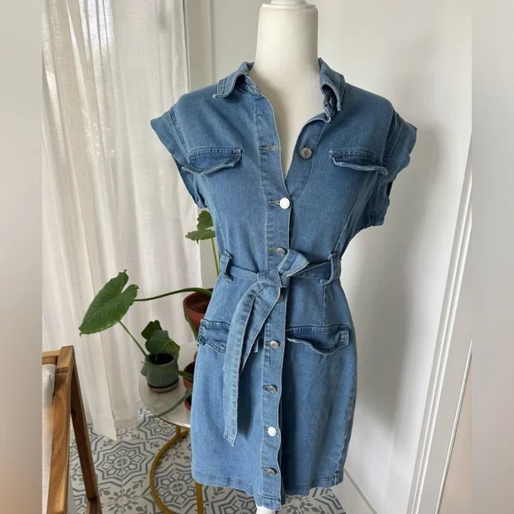 Women’s SHEIN Denim Button-Down Dress Size Large - Picture 2 of 10